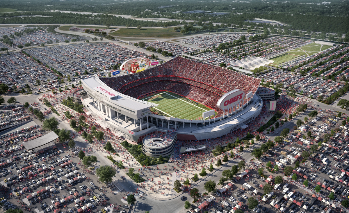 Kansas City Chiefs showcase one of the renderings of the franchise's proposed renovations to GEHA Field at Arrowhead Stadium.